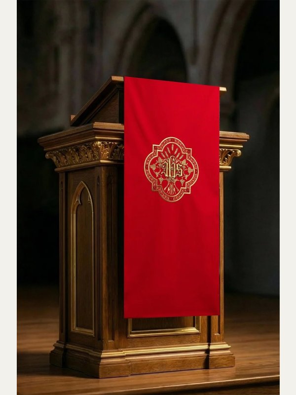 Lektorium/welon na ambonkę IHS, kolory liturgiczne 5