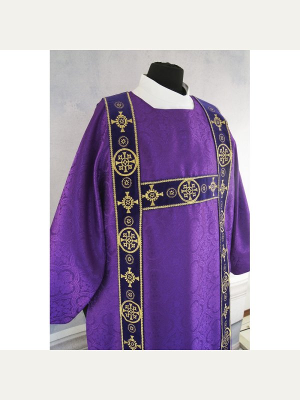 Dalmatyka gotycka żakard -pasy aksamit - kolory liturgiczne 14