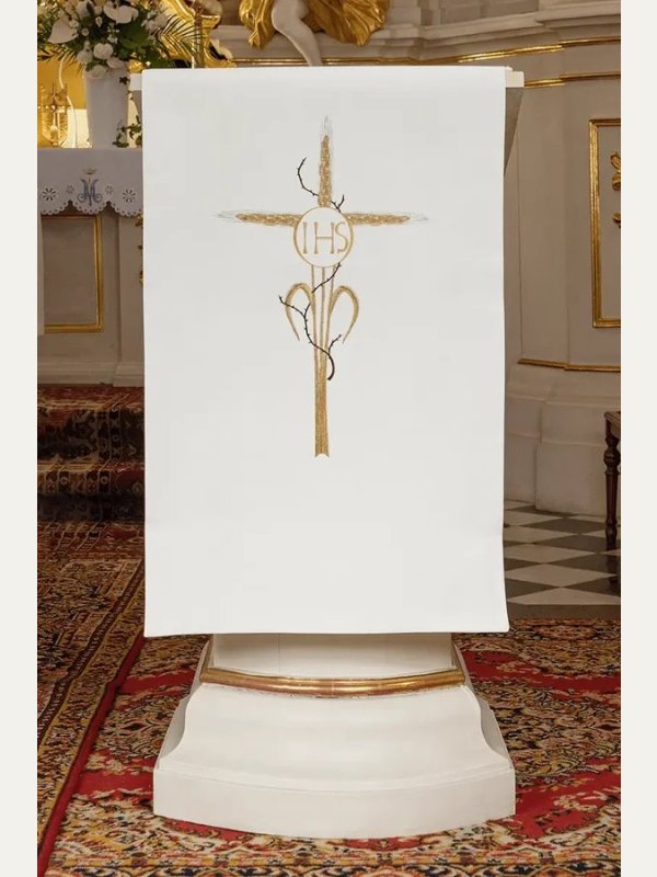 Lektorium/welon haftowany na ambonę IHS - kolory liturgiczne 3