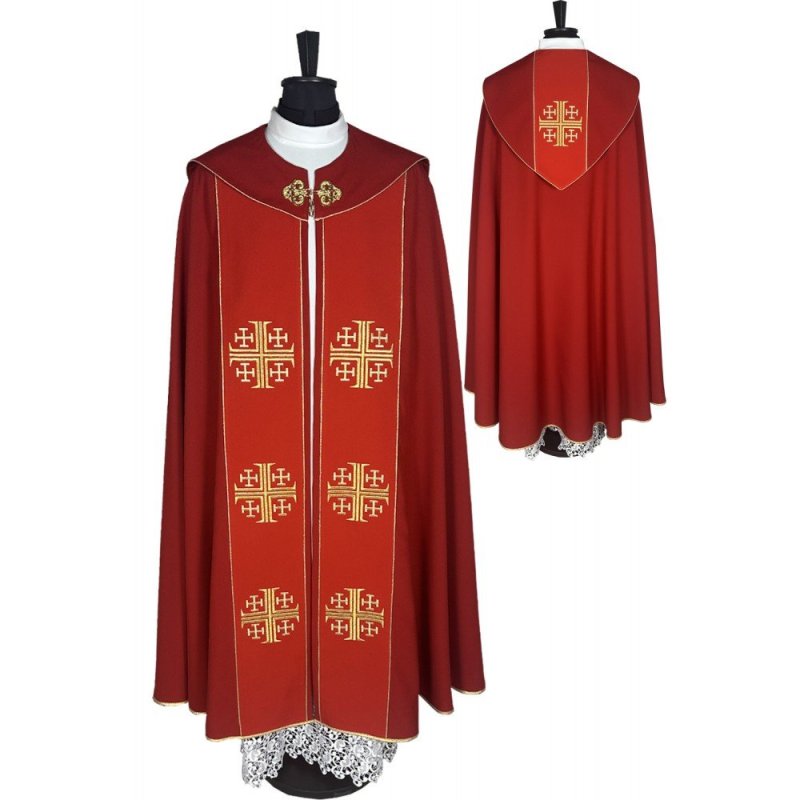 Kapa liturgiczna (kolory liturgiczne) - Krzyż Jerozolimski (31)