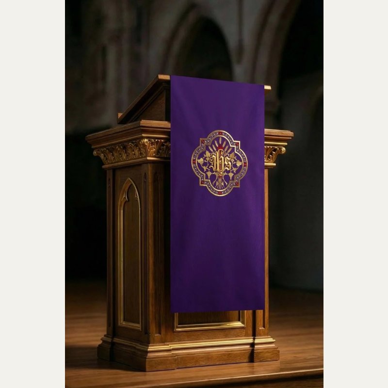 Lektorium/welon na ambonkę IHS, kolory liturgiczne