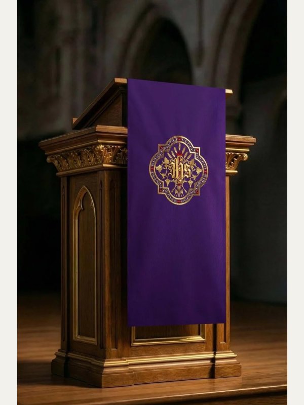 Lektorium/welon na ambonkę IHS, kolory liturgiczne