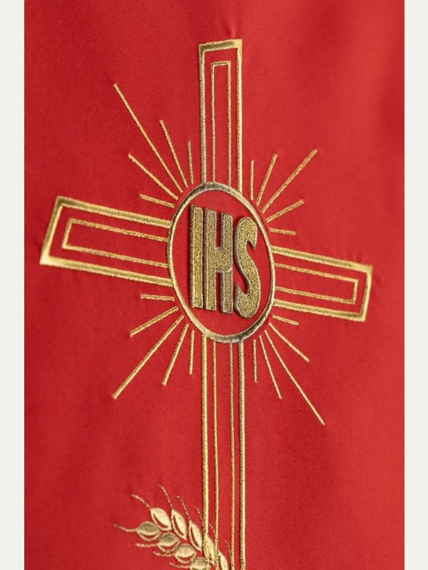 Lektorium/welon na ambonę, haftowany krzyż i napis IHS (kolory liturgiczne) 6