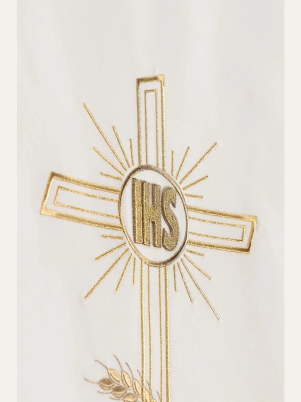Lektorium/welon na ambonę, haftowany krzyż i napis IHS (kolory liturgiczne) 8