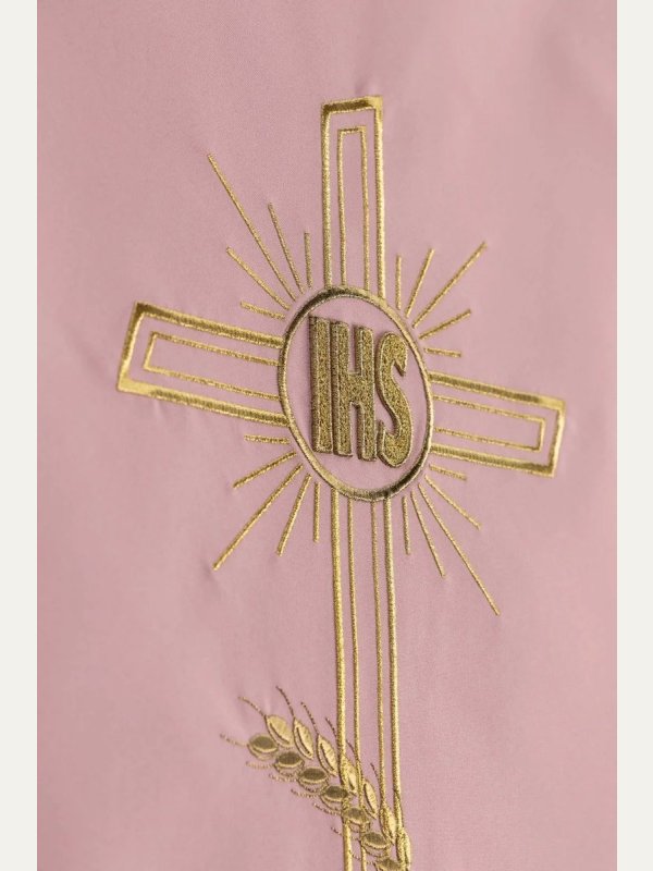 Lektorium/welon na ambonę, haftowany krzyż i napis IHS (kolory liturgiczne) 10