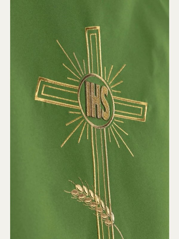 Lektorium/welon na ambonę, haftowany krzyż i napis IHS (kolory liturgiczne) 4