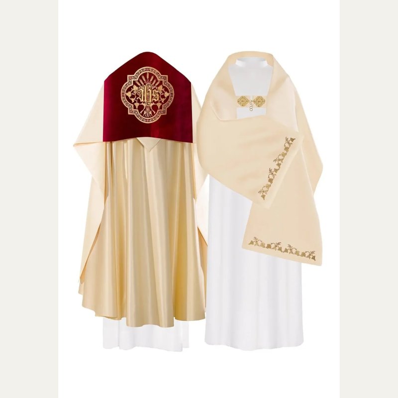 Welon liturgiczny IHS haftowany, aksamit