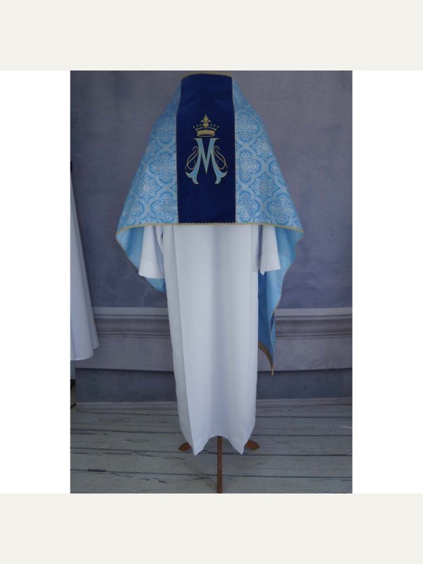 Welon liturgiczny Maryjny haftowany, pas aksamit 4