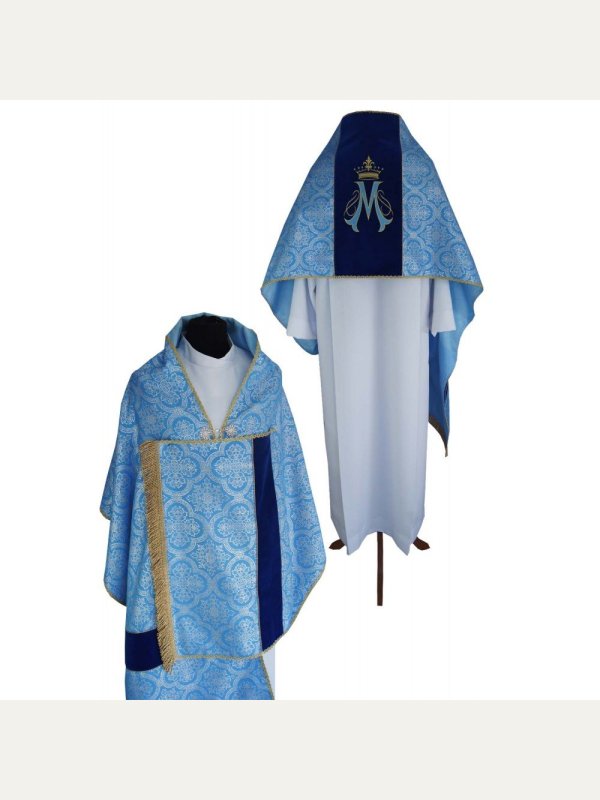 Welon liturgiczny Maryjny haftowany, pas aksamit 2