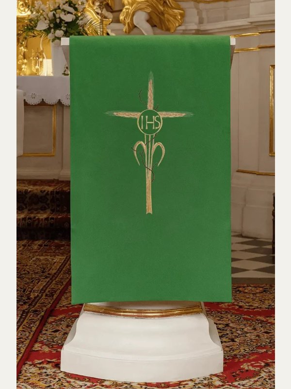 Lektorium/welon haftowany na ambonę IHS - kolory liturgiczne 2