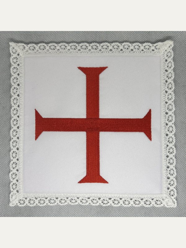 Bielizna kielichowa krzyż - czerwony haft 2