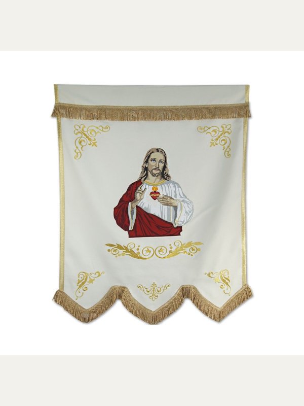 Chorągiew haftowana+ druk Serce Pana Jezusa, Jezus Miłosierny 2
