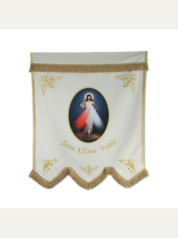 Chorągiew haftowana+ druk Serce Pana Jezusa, Jezus Miłosierny 3