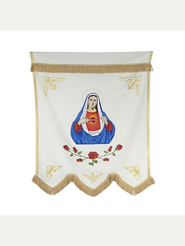 Chorągiew haftowana Serce Maryi + MB Częstochowska 2