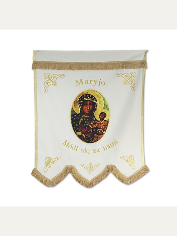 Chorągiew haftowana Serce Maryi + MB Częstochowska 3