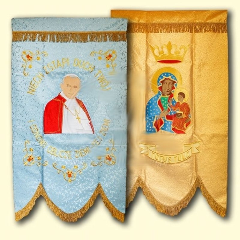 Chorągiew haftowana -  Święty Jan Paweł II