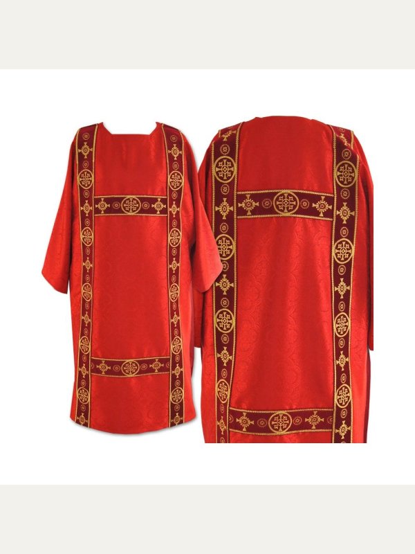 Dalmatyka gotycka żakard -pasy aksamit - kolory liturgiczne 4