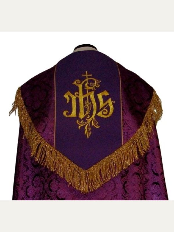 Kapa haftowana - IHS (kolory liturgiczne) - rozeta 2