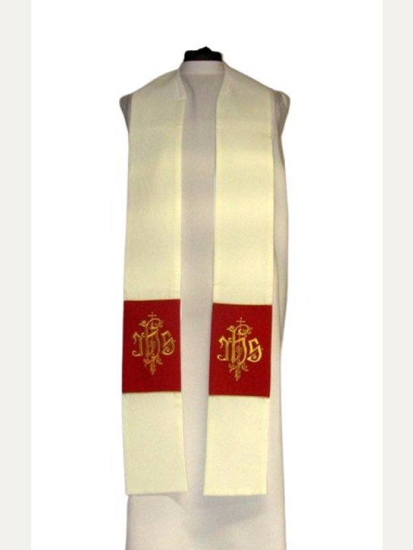 Kapa haftowana kremowo - czerwona - ornament (4) 3
