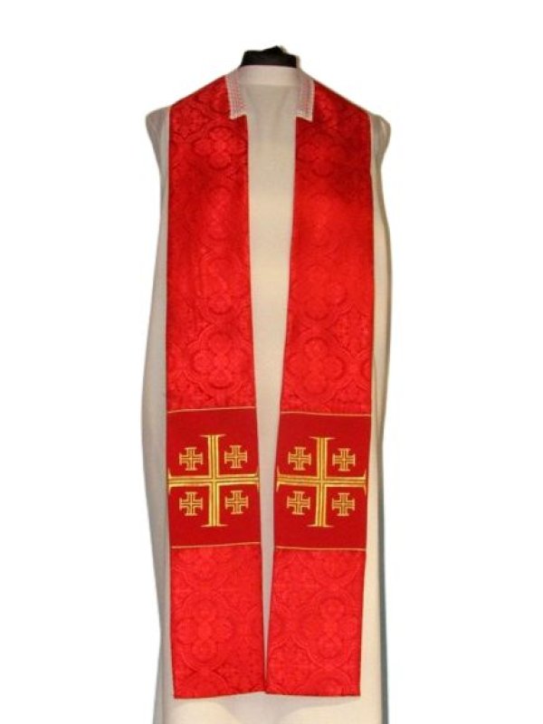 Kapa haftowana - Krzyż Jerozolimski czerwona - rozeta (3) 3