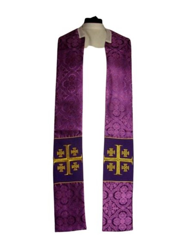 Kapa haftowana - Krzyż Jerozolimski fiolet - rozeta (3) 3