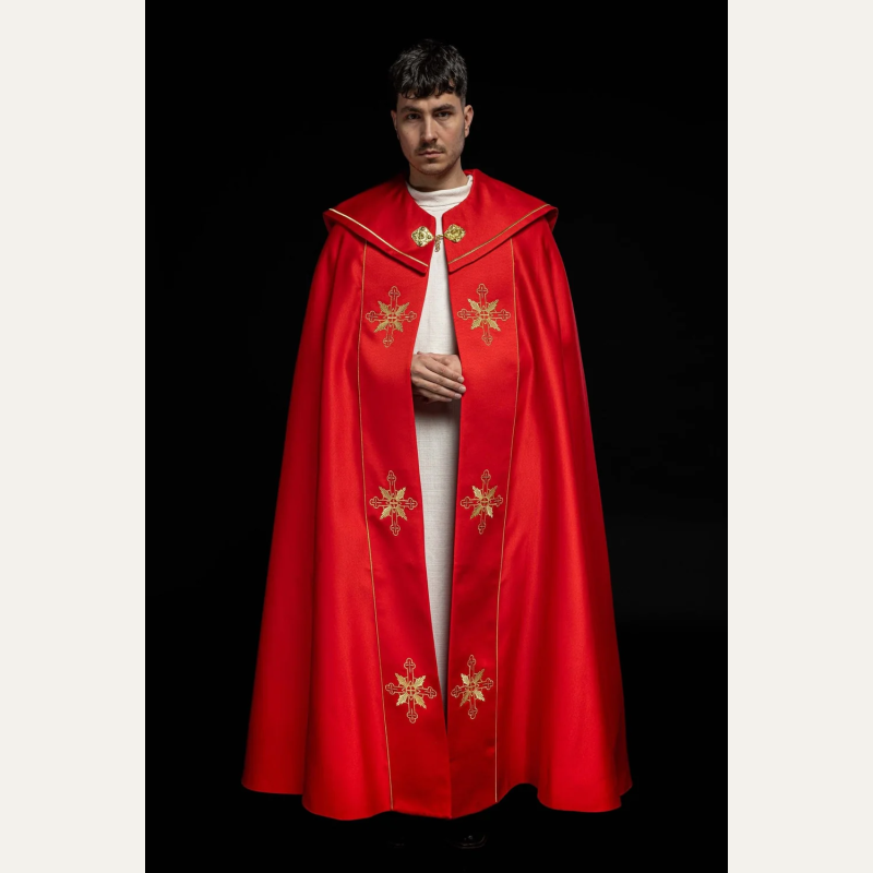 Kapa liturgiczna haftowana IHS - czerwona (38)