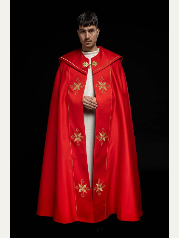 Kapa liturgiczna haftowana IHS - czerwona (38)