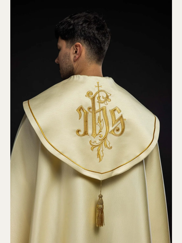 Kapa liturgiczna haftowana IHS - ecru (36) 2