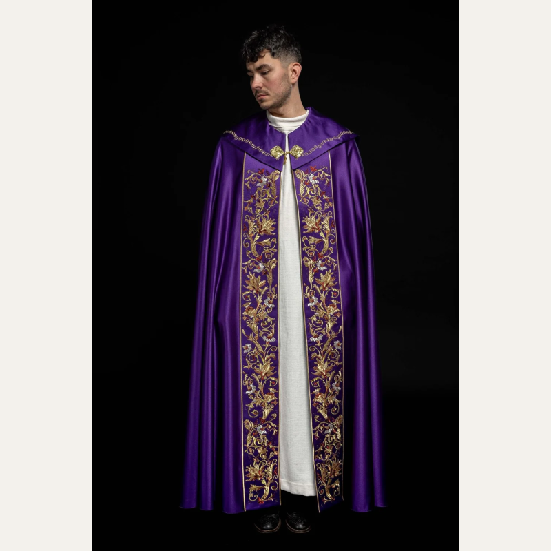 Kapa liturgiczna haftowana IHS - fioletowa (34)