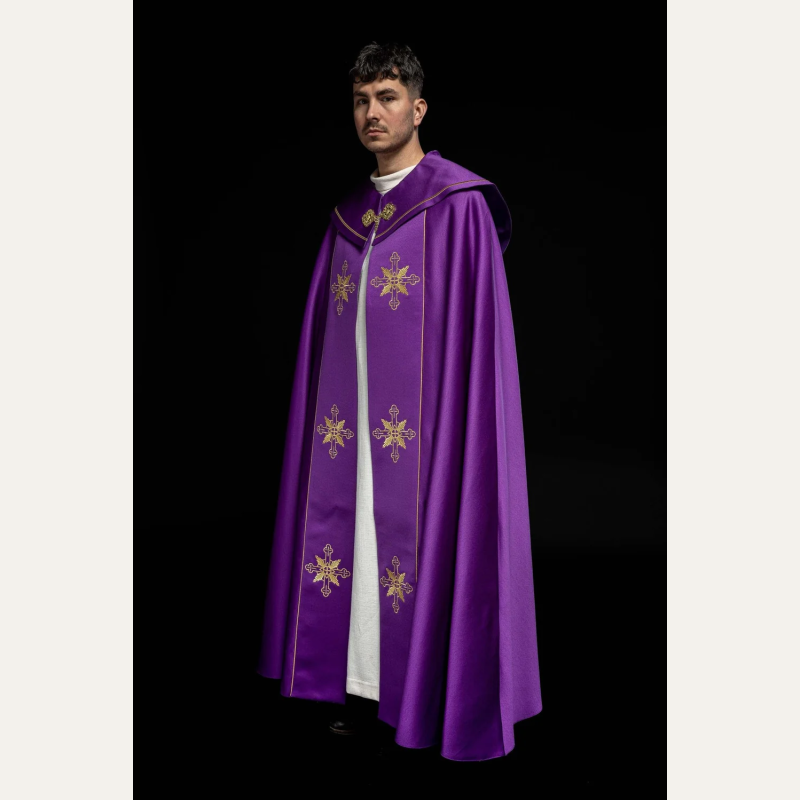 Kapa liturgiczna haftowana IHS - fioletowa (37)