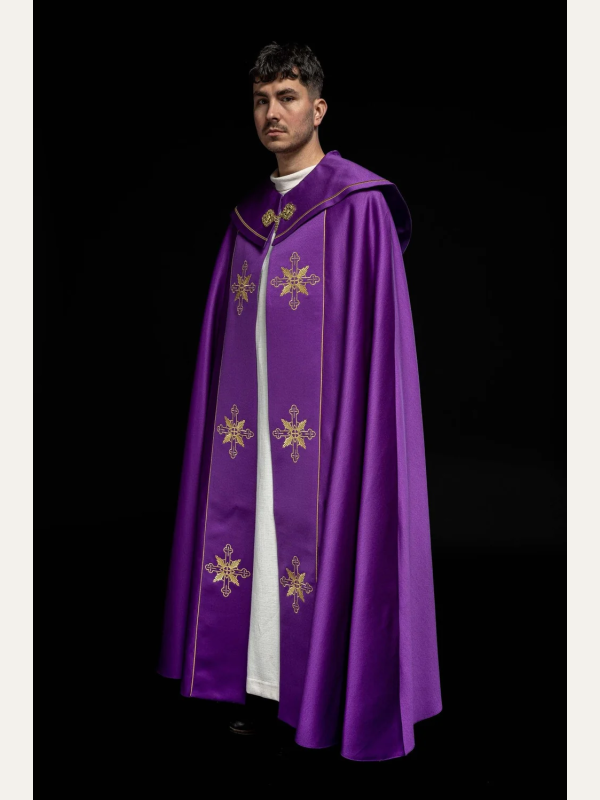 Kapa liturgiczna haftowana IHS - fioletowa (37)