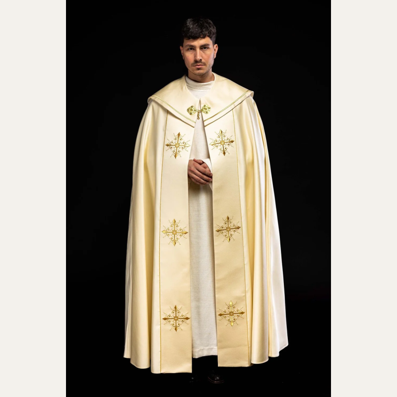 Kapa liturgiczna haftowana Krzyż - ecru (41)