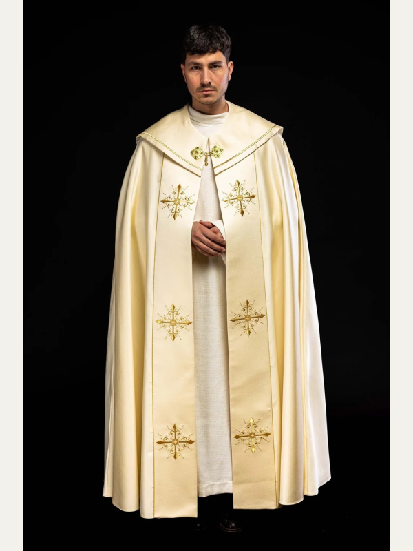 Kapa liturgiczna haftowana Krzyż - ecru (41)