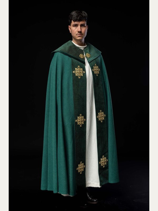 Kapa liturgiczna zielona, haftowana, aksamitny zielony pas (33H) 6