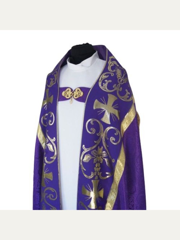 Kapa rzymska, kolory liturgiczne - tkanina żakard (10) 2