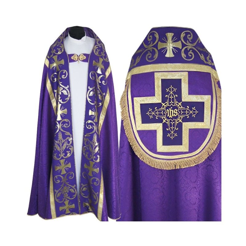 Kapa rzymska, kolory liturgiczne - tkanina żakard (10)