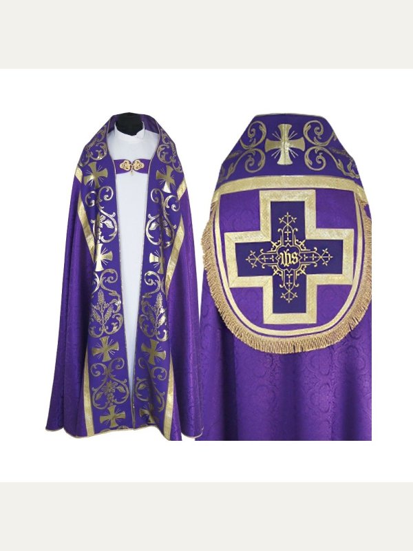 Kapa rzymska, kolory liturgiczne - tkanina żakard (10)