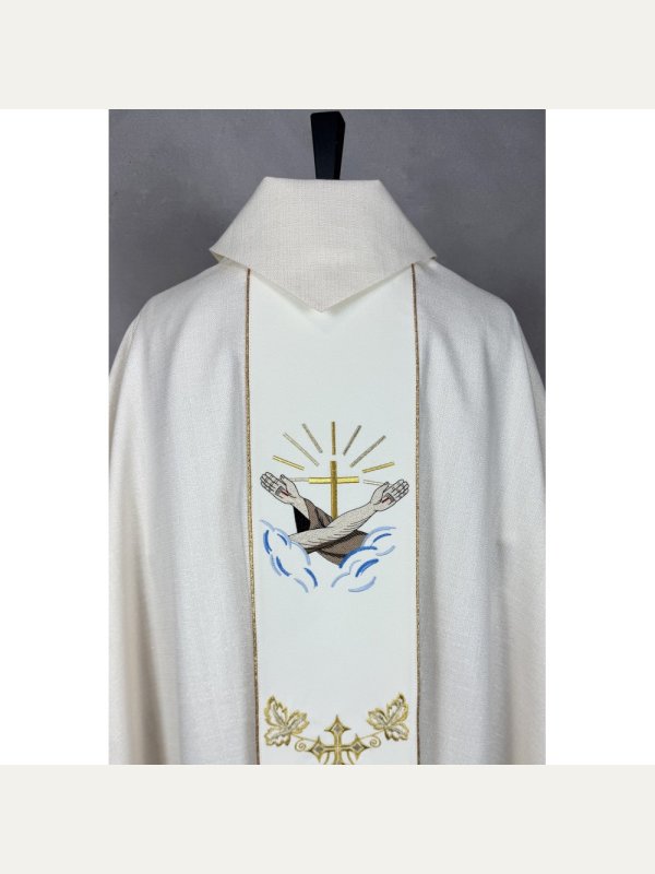 Komplet ornat haftowany, stuła, bielizna kielichowa, palka - Święty Franciszek 5