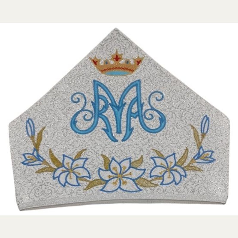 Mitra biskupia, haftowana - symbole maryjne