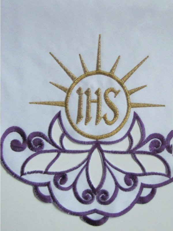 Obrus ołtarzowy haftowany - IHS
