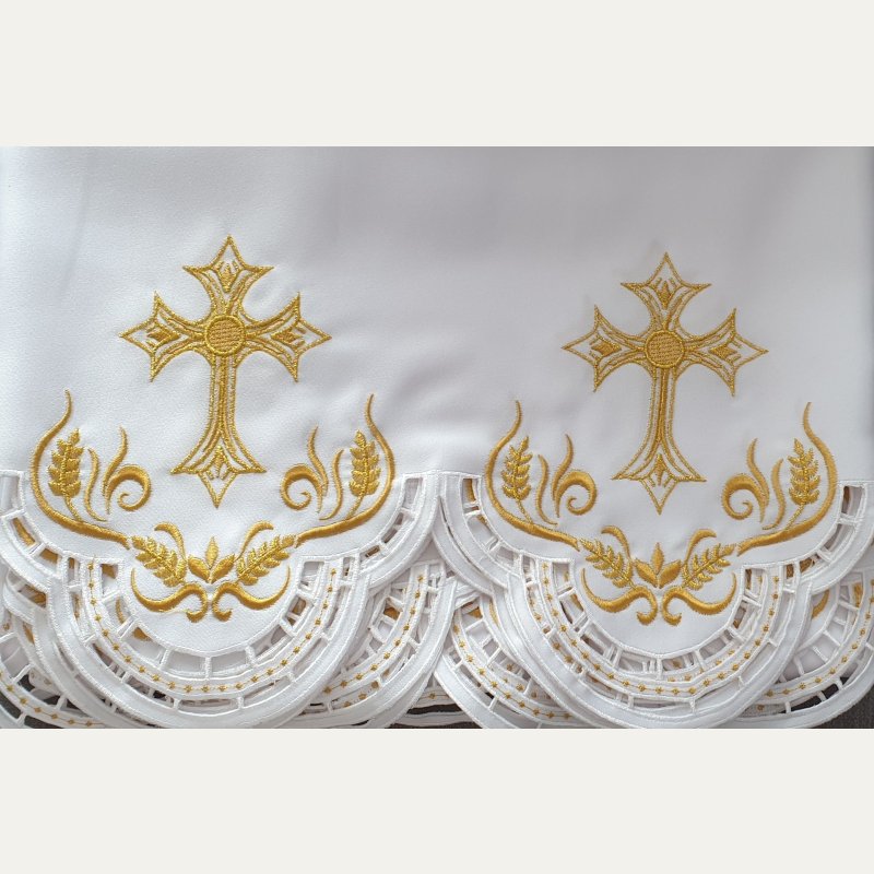 Obrus ołtarzowy haftowany - wzór eucharystyczny