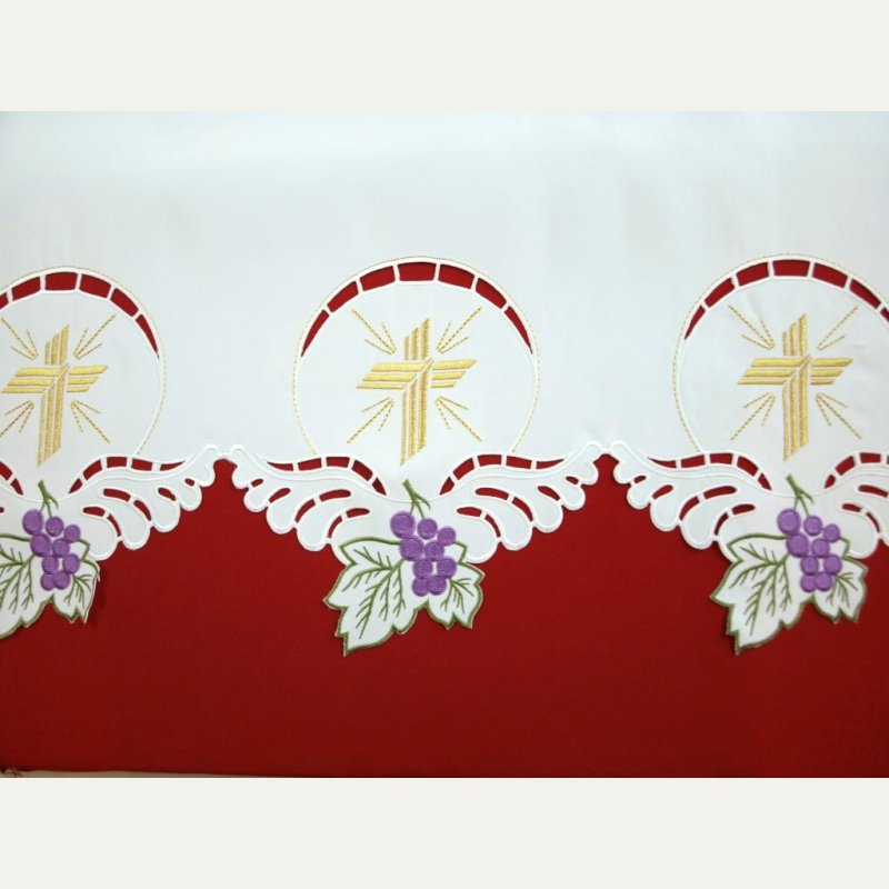 Obrus ołtarzowy haftowany - wzór eucharystyczny