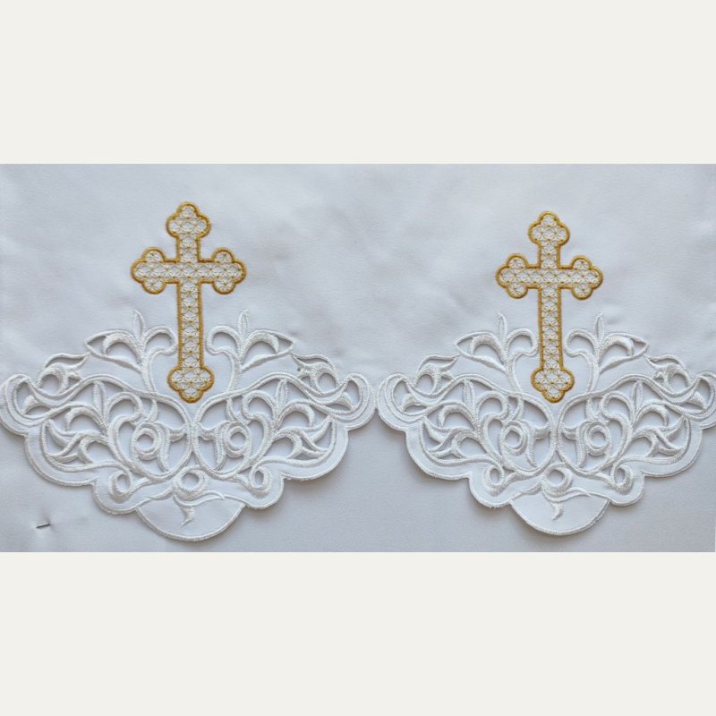 Obrus ołtarzowy haftowany - wzór eucharystyczny