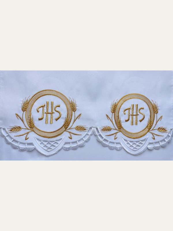 Obrus ołtarzowy haftowany - wzór eucharystyczny
