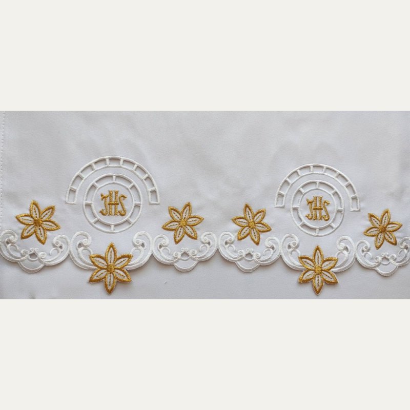 Obrus ołtarzowy haftowany - wzór eucharystyczny