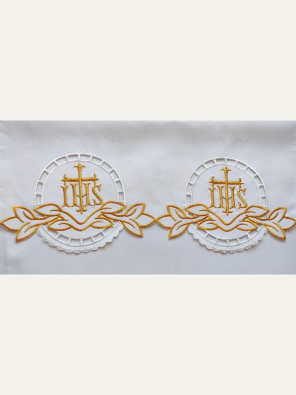Obrus ołtarzowy haftowany - wzór eucharystyczny