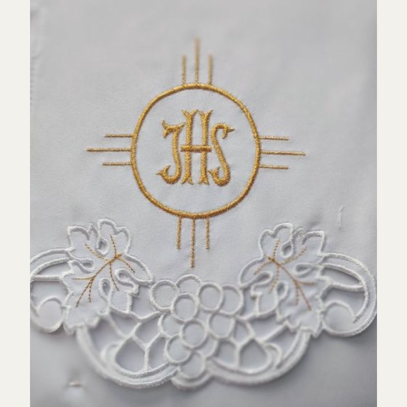 Obrus ołtarzowy haftowany - wzór eucharystyczny