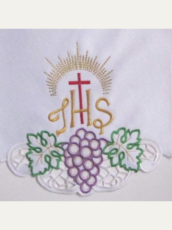 Obrus ołtarzowy haftowany - wzór eucharystyczny 2