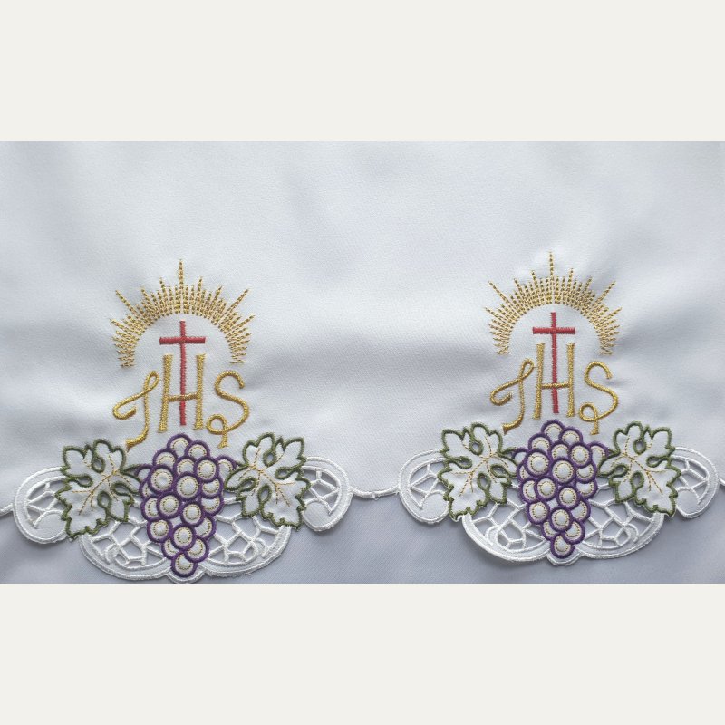 Obrus ołtarzowy haftowany - wzór eucharystyczny