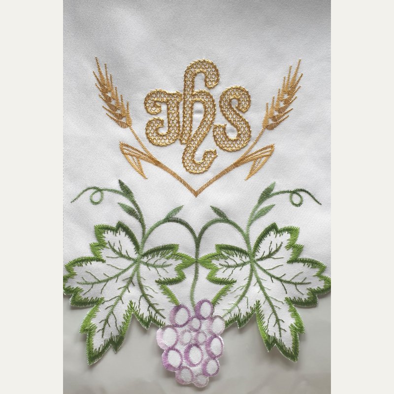 Obrus ołtarzowy haftowany - wzór eucharystyczny